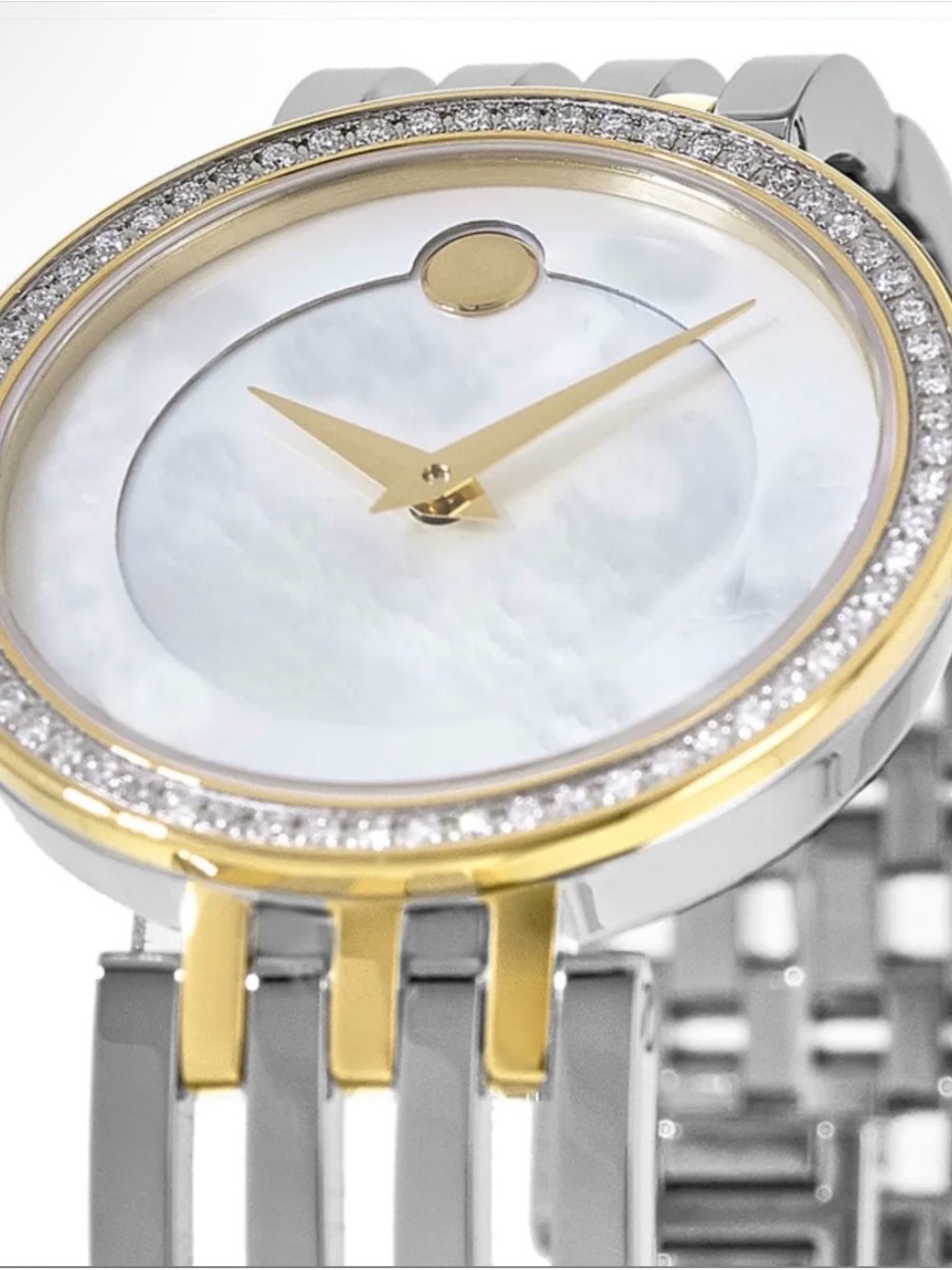MOVADO Esperanza NWT Diamond Two-Tone Watch Mother of Pearl 28mm Retail $1,995